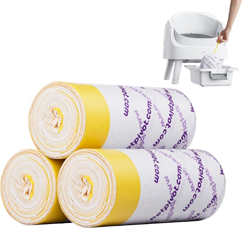 PetPivot Litter Box Liners for AutoScooper 11 Open Top Self Cleaning Litter Box, 3 Rolls 60 pcs - Image 1